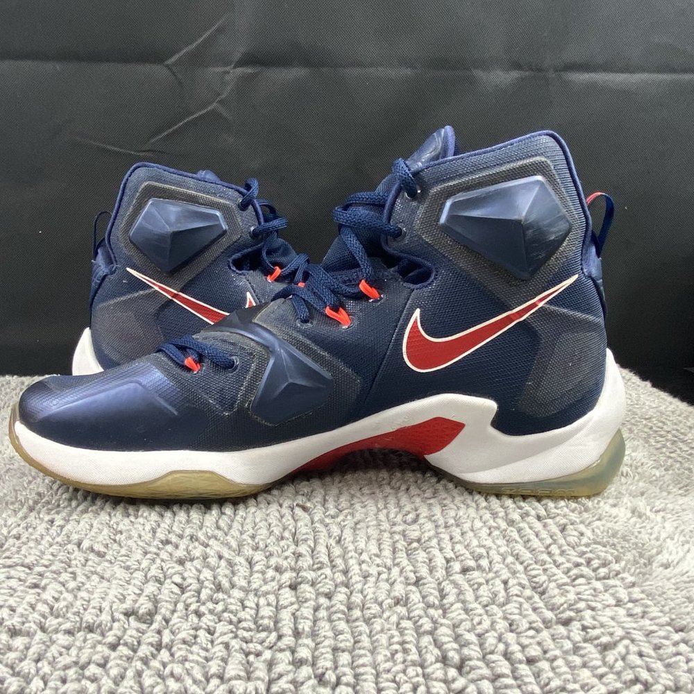 Nike Lebron XIII Basketball Sneakers Shoes Mens Size 10.5 Navy Red 807219-461 - Picture 2 of 11